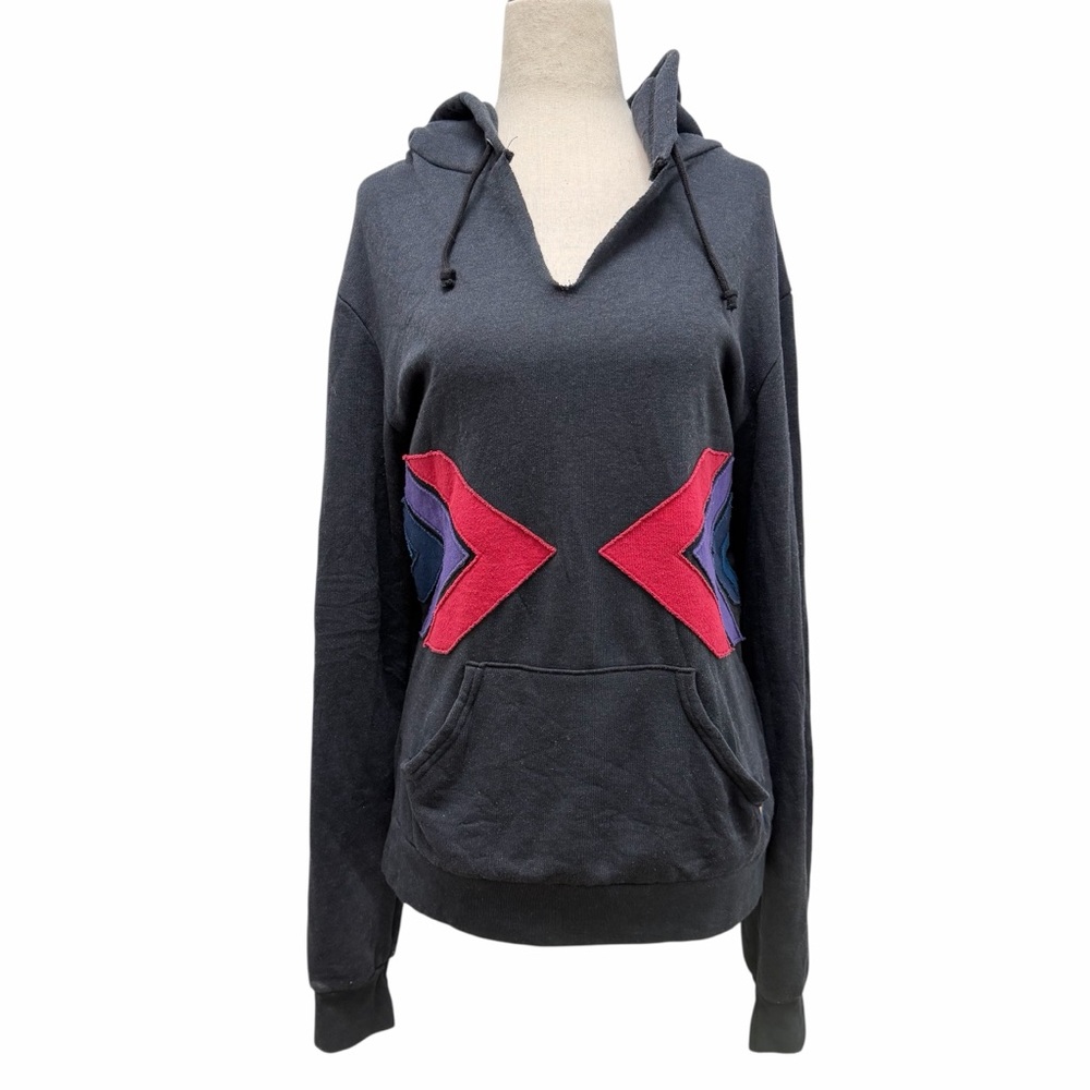 Aviator Nation Black Hoodie with Pink & Purple Chevron Details